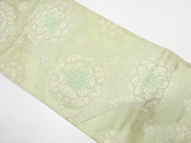 JAPANESE KIMONO / ANTIQUE FUKURO OBI / SILK / WOVEN FLOWER CREST